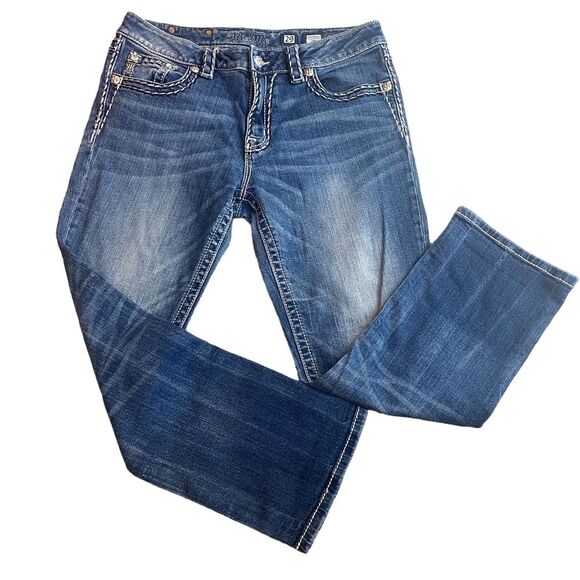 Y2K Miss Me Size 29 Boyfriend Capri Jeans Contrast Stitching Flap Pocket Western - Picture 2 of 12